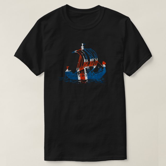 Iceland Viking ship Icelandic flag T-Shirt (Design Front)