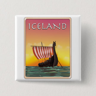 Iceland Viking Travel poster 15 Cm Square Badge