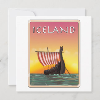 Iceland Viking Travel poster Holiday Card