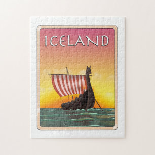 Iceland Viking Travel poster Jigsaw Puzzle