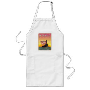 Iceland Viking Travel poster Long Apron