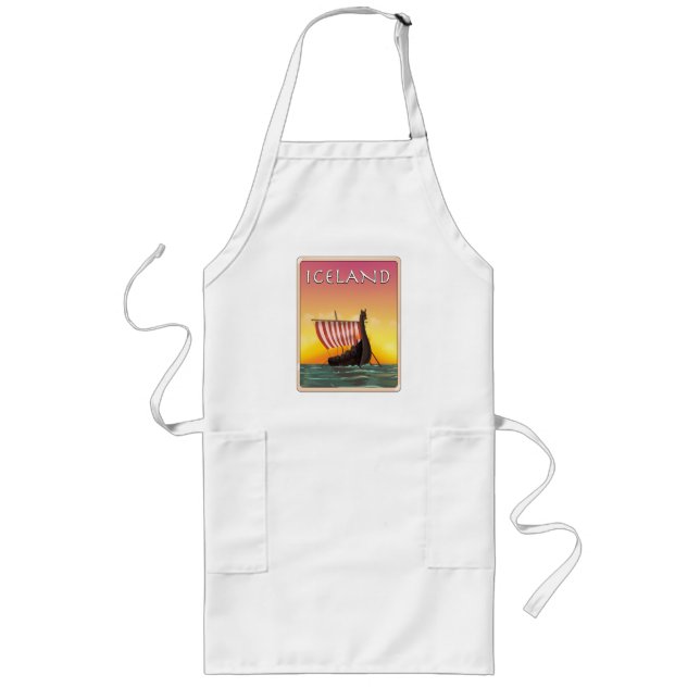 Iceland Viking Travel poster Long Apron (Front)