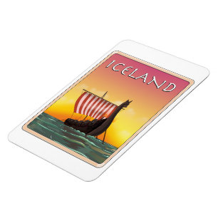 Iceland Viking Travel poster Magnet