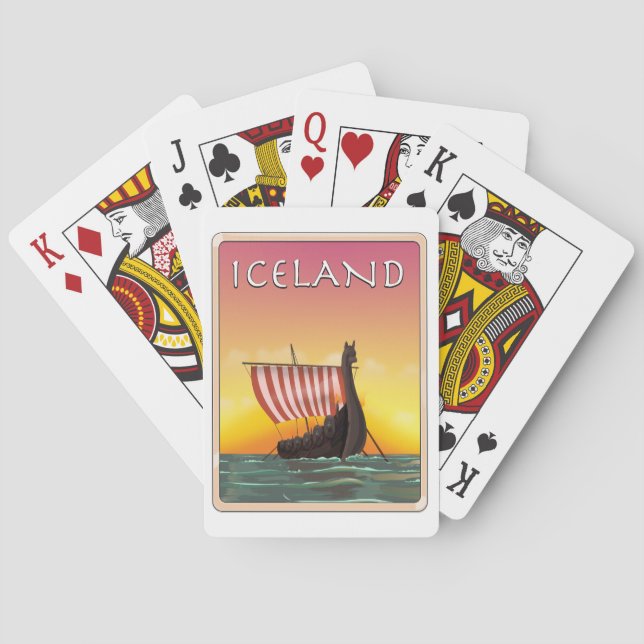 Iceland Viking Travel poster Playing Cards (Back)