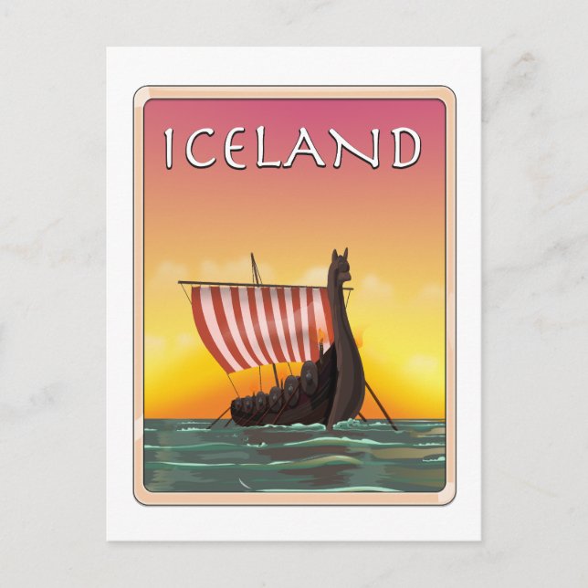 Iceland Viking Travel poster Postcard (Front)