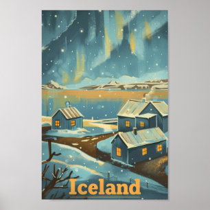 Iceland Vintage Famous Travel Place Poster