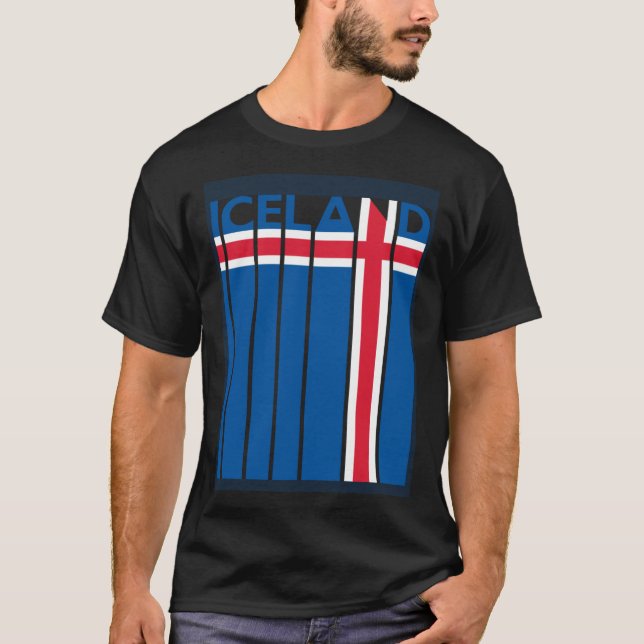 Iceland Vintage Icelandic Flag Vacation T-Shirt (Front)