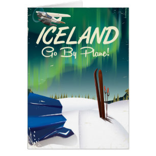 Iceland vintage plane travel poster