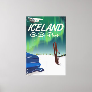 Iceland vintage plane travel poster canvas print