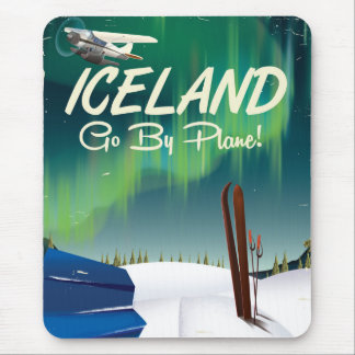 Iceland vintage plane travel poster mouse mat