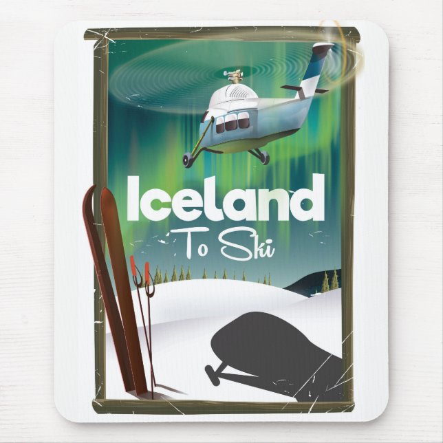 Iceland vintage ski poster mouse mat (Front)