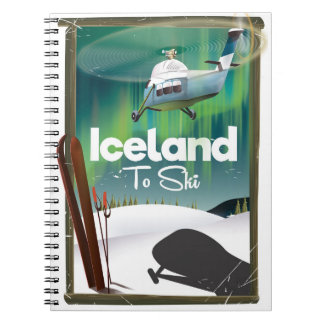 Iceland vintage ski poster notebook