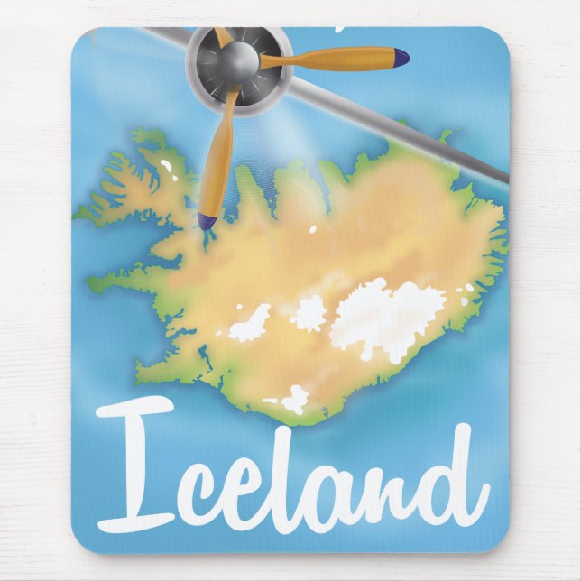 Iceland vintage travel flight poster mouse mat (Front)