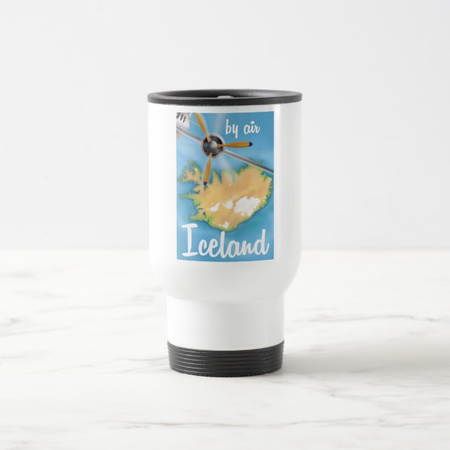 Iceland vintage travel flight poster travel mug (Center)
