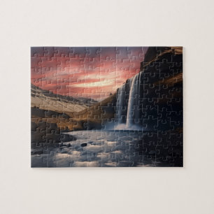 Iceland waterfall landscape jigsaw puzzle