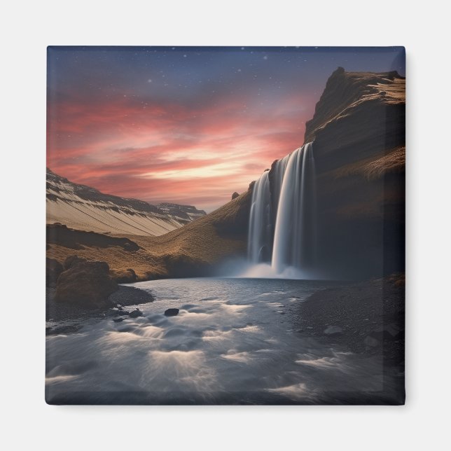 Iceland waterfall landscape magnet (Front)