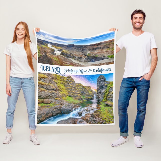 Iceland Waterfalls Fleece Blanket (In Situ)