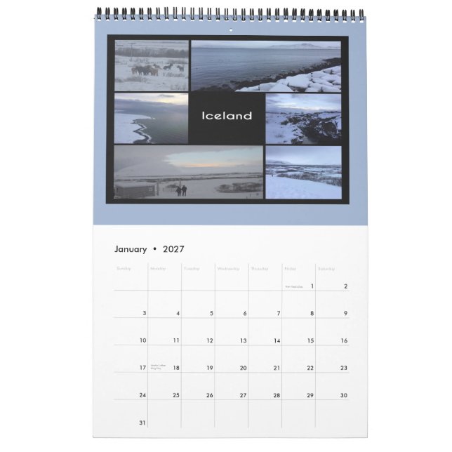 Iceland Winter Landscape Calendar (Jan 2027)