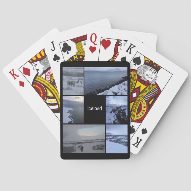 Iceland Winter Landscape Collage Playing Cards (Back)