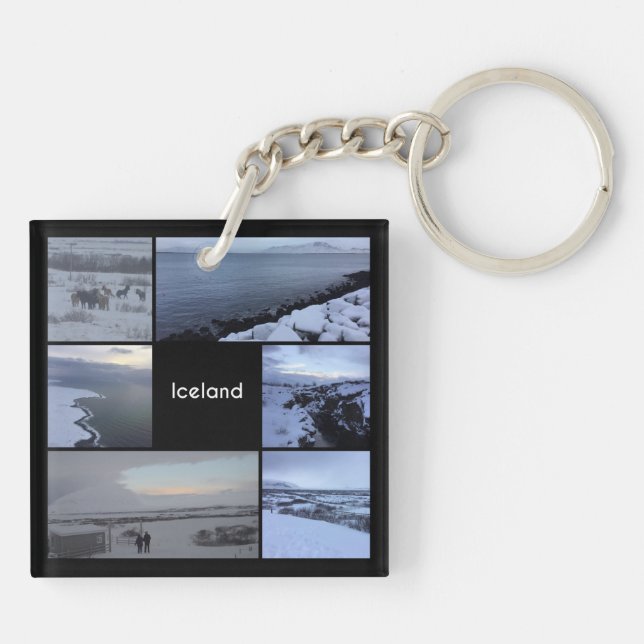 Iceland Winter Landscape Key Ring (Back)