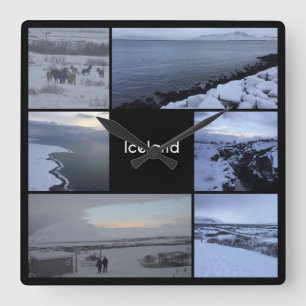 Iceland Winter Landscape Square Wall Clock