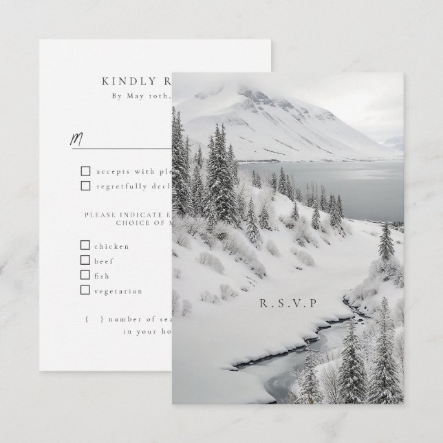 iceland winter wedding meal choices RSVP (Front/Back)