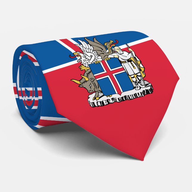 Icelander Flag & Coat of Arms, Flag of Iceland Tie (Rolled)