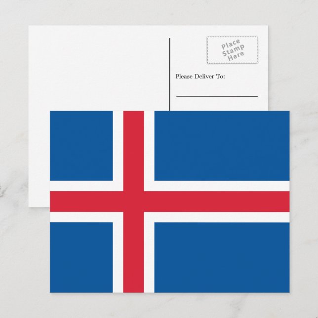 Icelander Flag, Flag of Iceland Postcard (Front/Back)