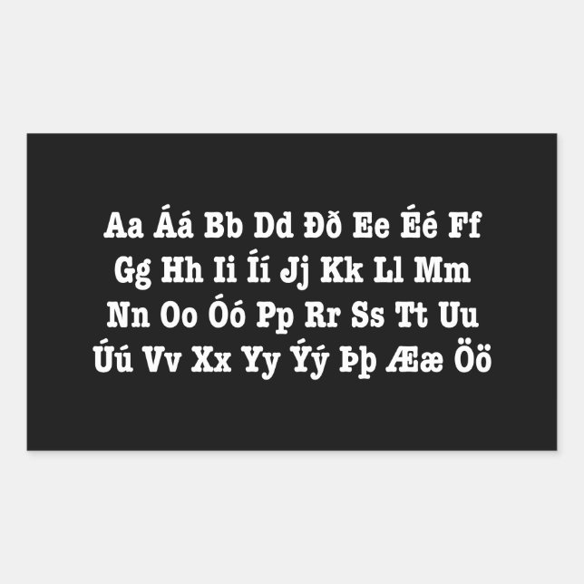 Icelandic Alphabet [Íslenska Stafrófið] Rectangular Sticker (Front)