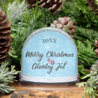 Icelandic American Bilingual Merry Christmas Snowglobe