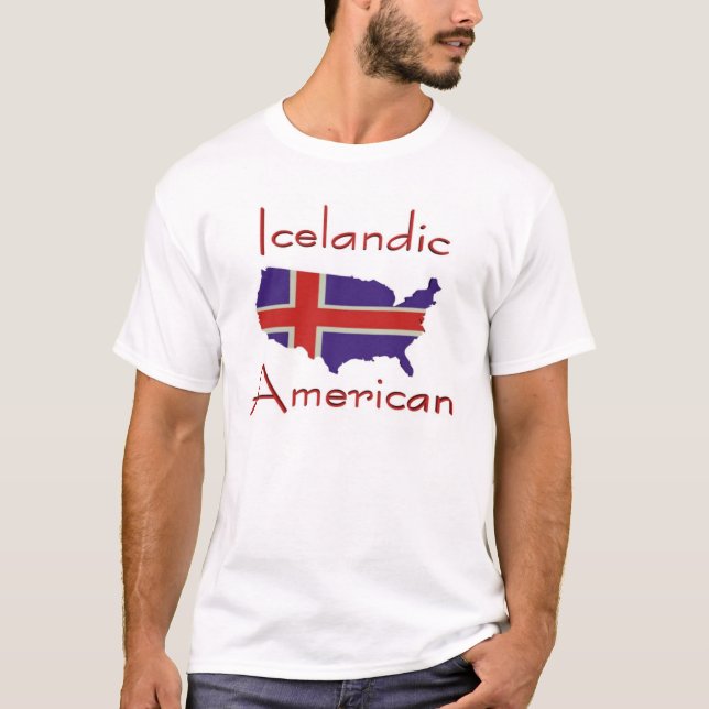 Icelandic American/USA Map T-Shirt (Front)