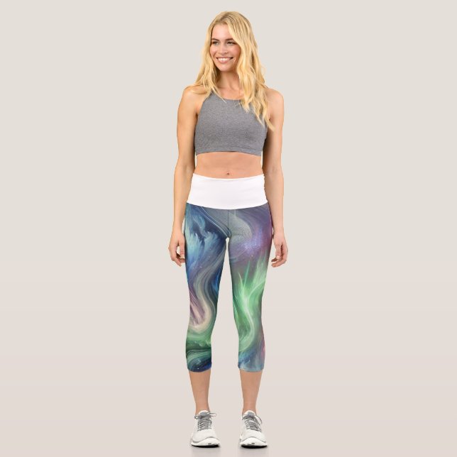 Icelandic Aurora Capri Leggings (Front)