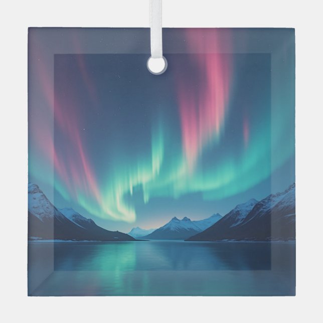 Icelandic Aurora Glass Tree Decoration (Front)