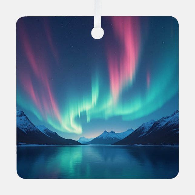 Icelandic Aurora Metal Tree Decoration (Front)