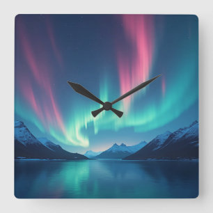 Icelandic Aurora Square Wall Clock