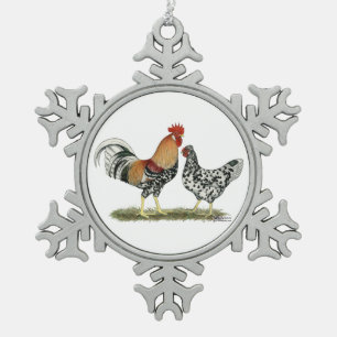 Icelandic Chickens Snowflake Pewter Christmas Ornament