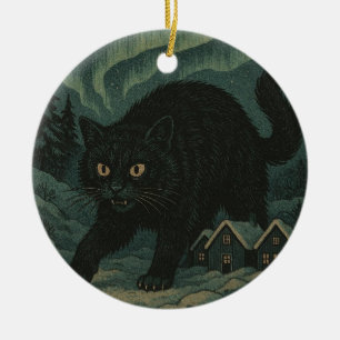 Icelandic Christmas yule Cat  Ceramic Tree Decoration