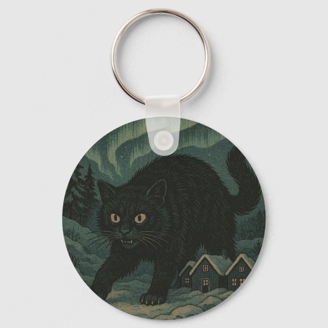 Icelandic Christmas yule Cat  Key Ring (Front)