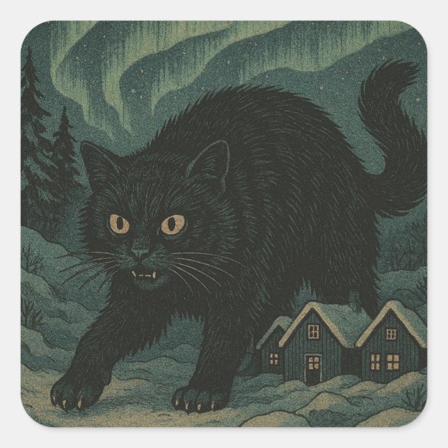 Icelandic Christmas yule Cat  Square Sticker (Front)