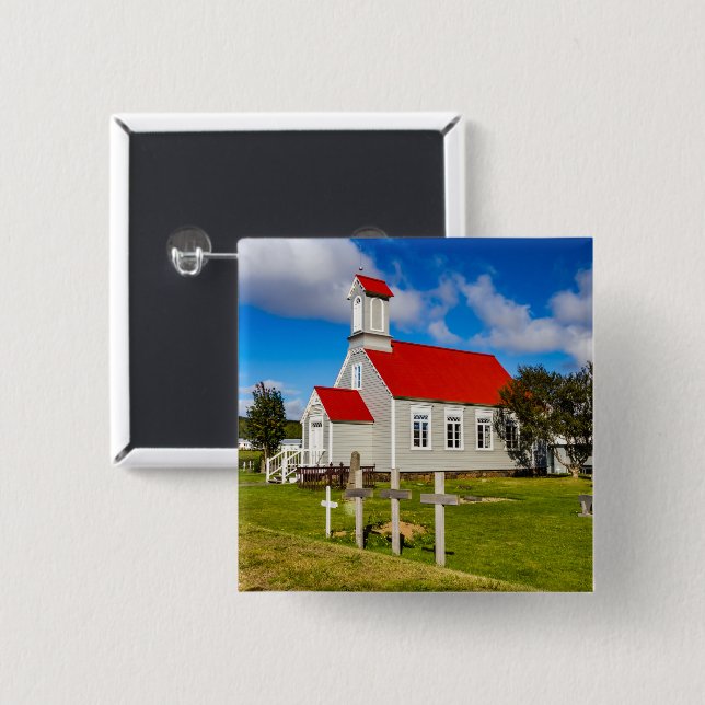 Icelandic Church 15 Cm Square Badge (Front & Back)