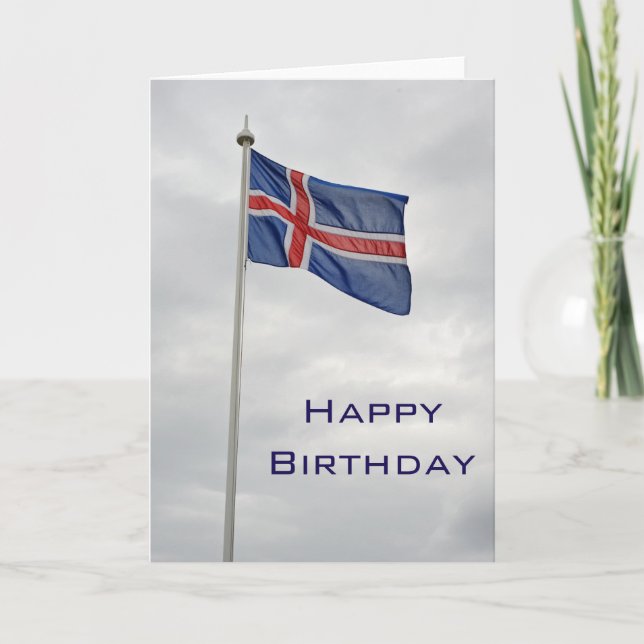Icelandic Flag Happy Birthday card (Front)