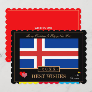 Icelandic Flag &Happy New Year/Best Wishes Iceland Holiday Card