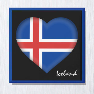 Icelandic flag & Heart, Iceland holiday /sports Magnet