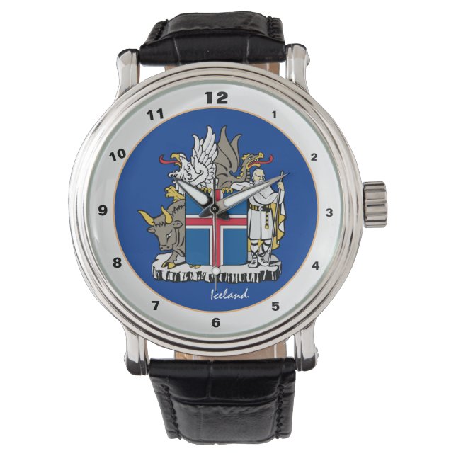 Icelandic Flag & Iceland emblem fashion /design Watch (Front)
