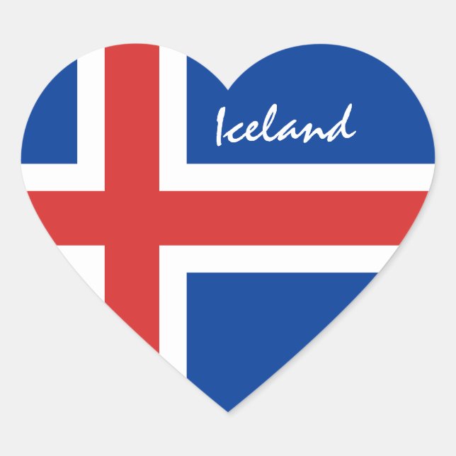 Icelandic flag & Iceland holiday/sports fans Heart Sticker (Front)