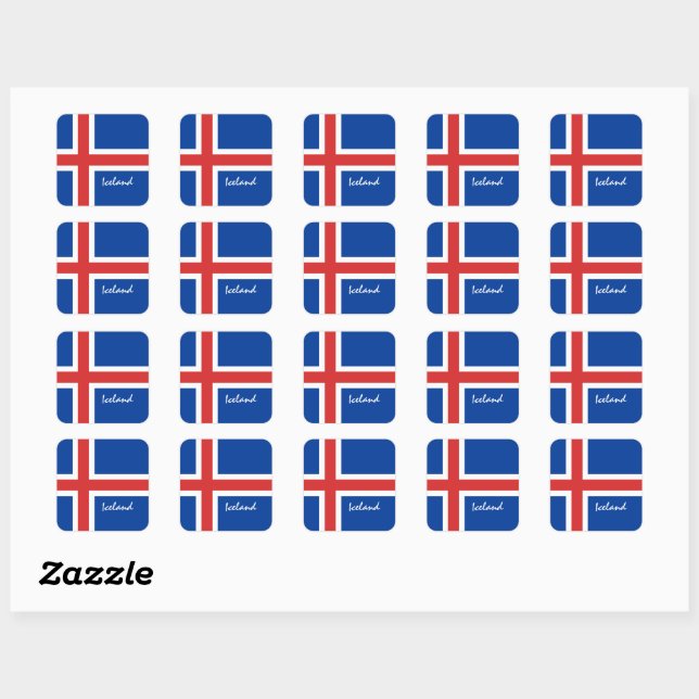 Icelandic flag & Iceland holiday/sports fans Square Sticker (Sheet)