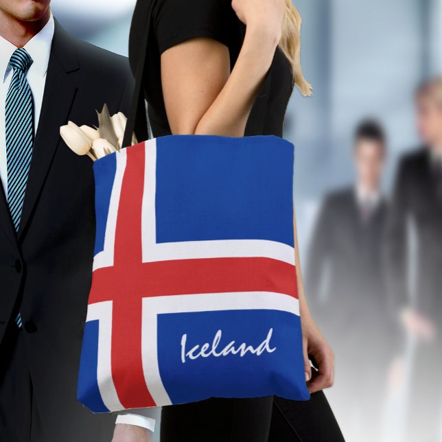 Icelandic flag & Iceland holiday/sports fans Tote Bag (Creator Uploaded)