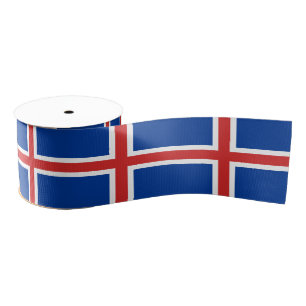 Icelandic Flag & Iceland travel, holiday /sports Grosgrain Ribbon