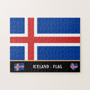 Icelandic Flag & Icelandic country / Iceland Jigsaw Puzzle