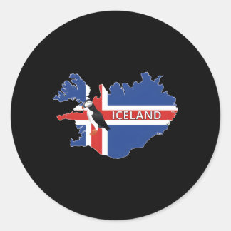 Icelandic Flag Map Of Iceland Atlantic Puffin Bird Classic Round Sticker